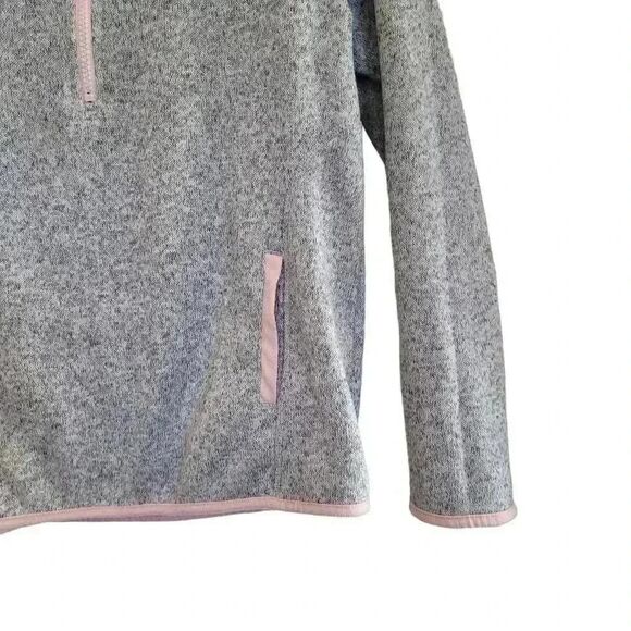 Athletic Works Girls Sweater Fleece Quarter Zip Pullover (Gray/Pink, XL, 14-16) - Picture 3 of 9
